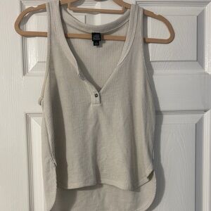 Wild fable light gray waffle tank with button detail; women’s medium